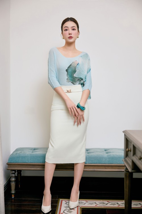 Sixdo Blue Woven Blouse